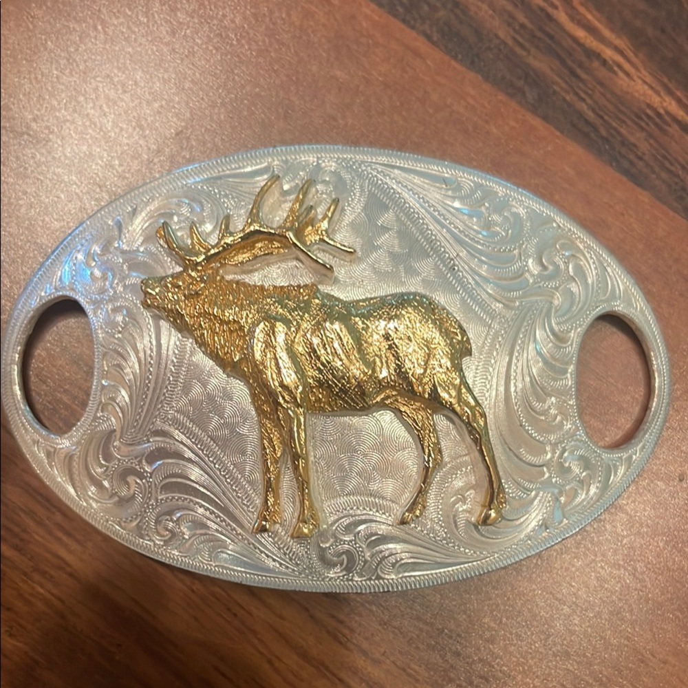 Silver and Gold Elk hair piece by Montana Silversmiths